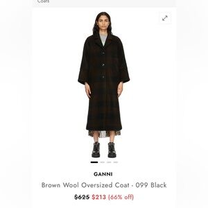 NWT Ganni Wool coat Black/ brown